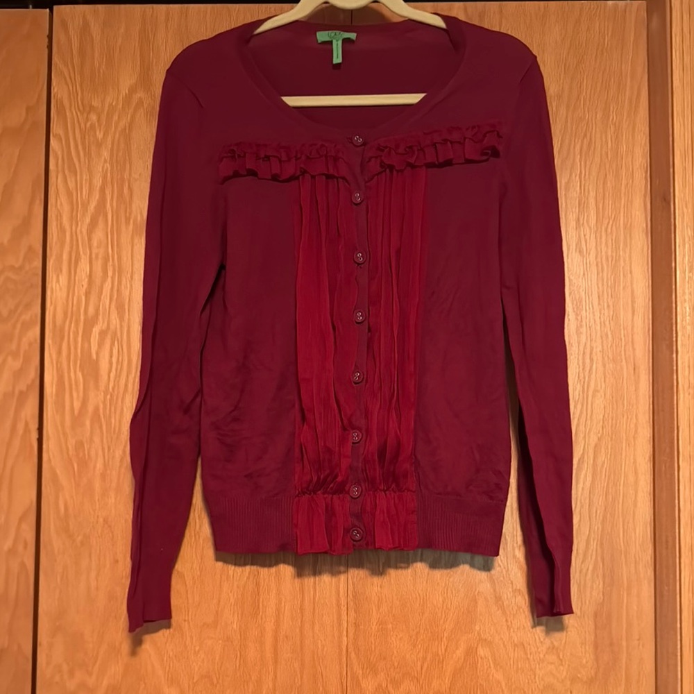 LOGO by Lori Goldstein Red Cardigan size M